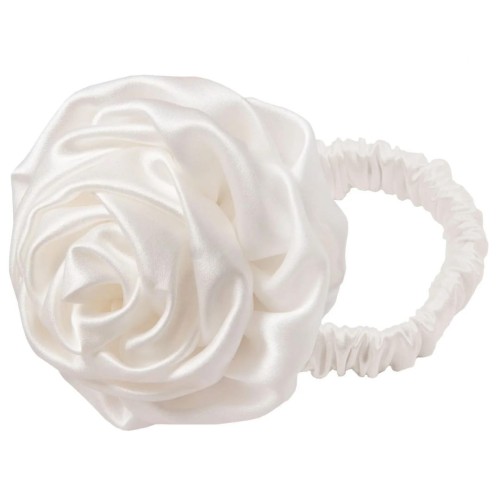 So Fluffy jedwabna gumka do włosów z różą - ecru