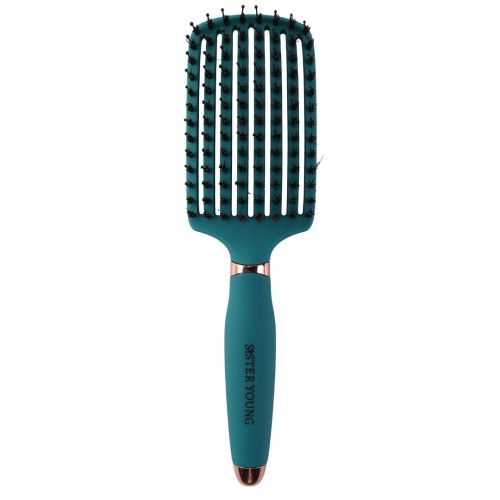 Sister Young OVIA Green - szczotka do włosów z włosiem dzika i nylonowymi szpilkami