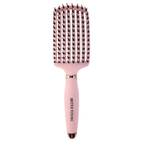 Sister Young OVIA Pink - szczotka do włosów z włosiem dzika i nylonowymi szpilkami