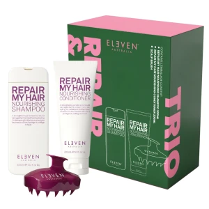 Eleven Australia Repair & Scalp Trio – zestaw regenerujący włosy z masażerem skóry głowy