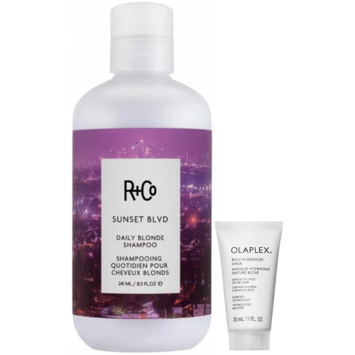 R+Co Sunset Blvd & Olaplex Rich Hydration Set – zestaw tonująco-regenerujący