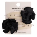 Turtle Story Tutu Side Clips Cream+Black - ozdobne spinki do włosów