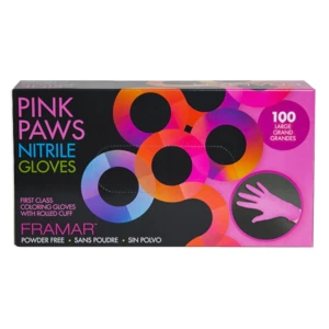 Framar Pink Paws Nitrile Gloves Large - różowe rękawiczki rozmiar L, 100szt
