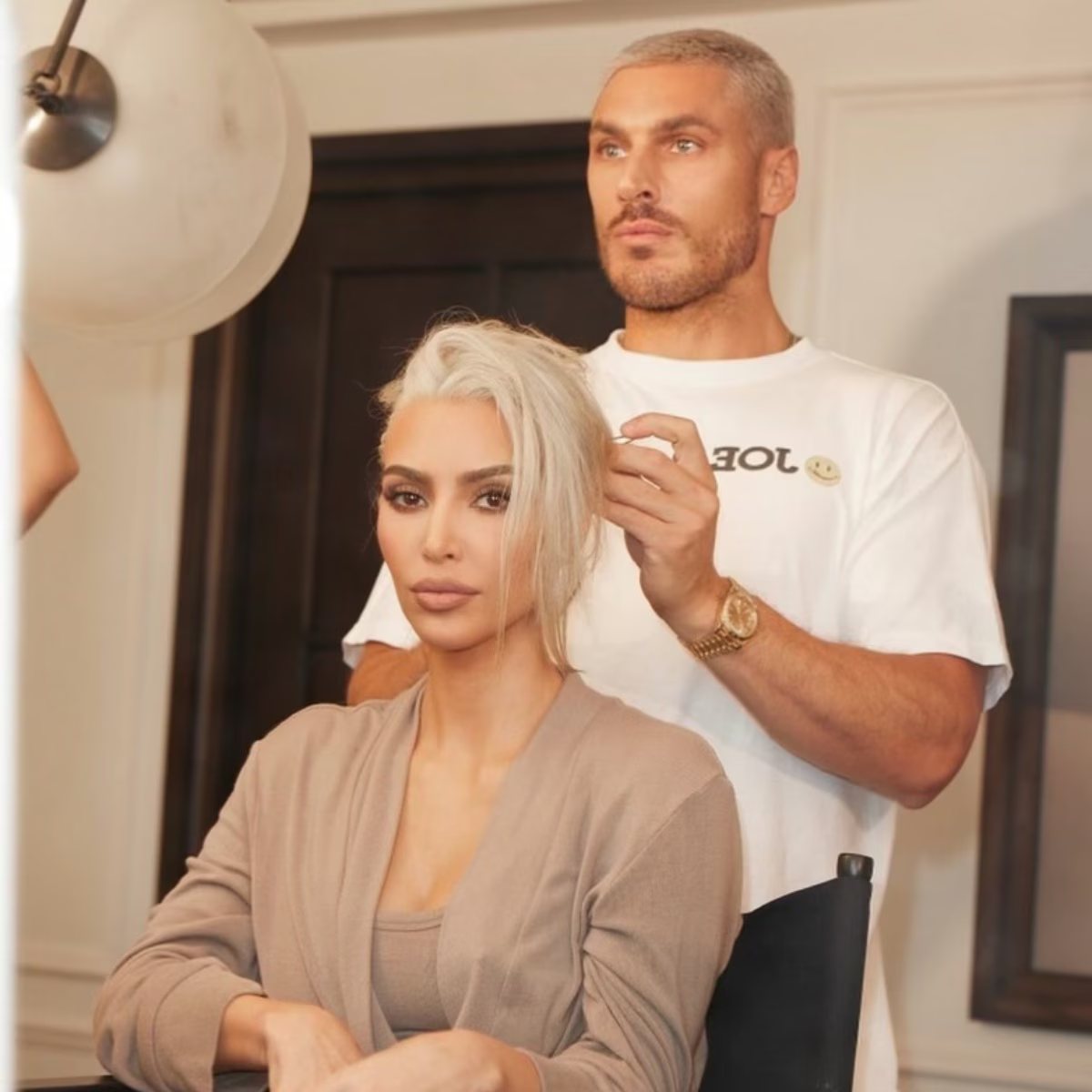Kim Kardashian i jej fryzjer Chris Appleton
